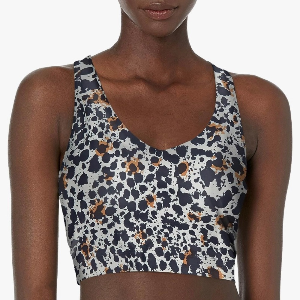 Sage Activewear Women's V-Neck Keyhole Longline Bra, Ink Spot